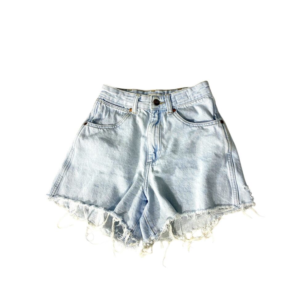Wrangler Cut Off Denim Shorts Womens Size 25 Light Wash Raw Hem High Rise